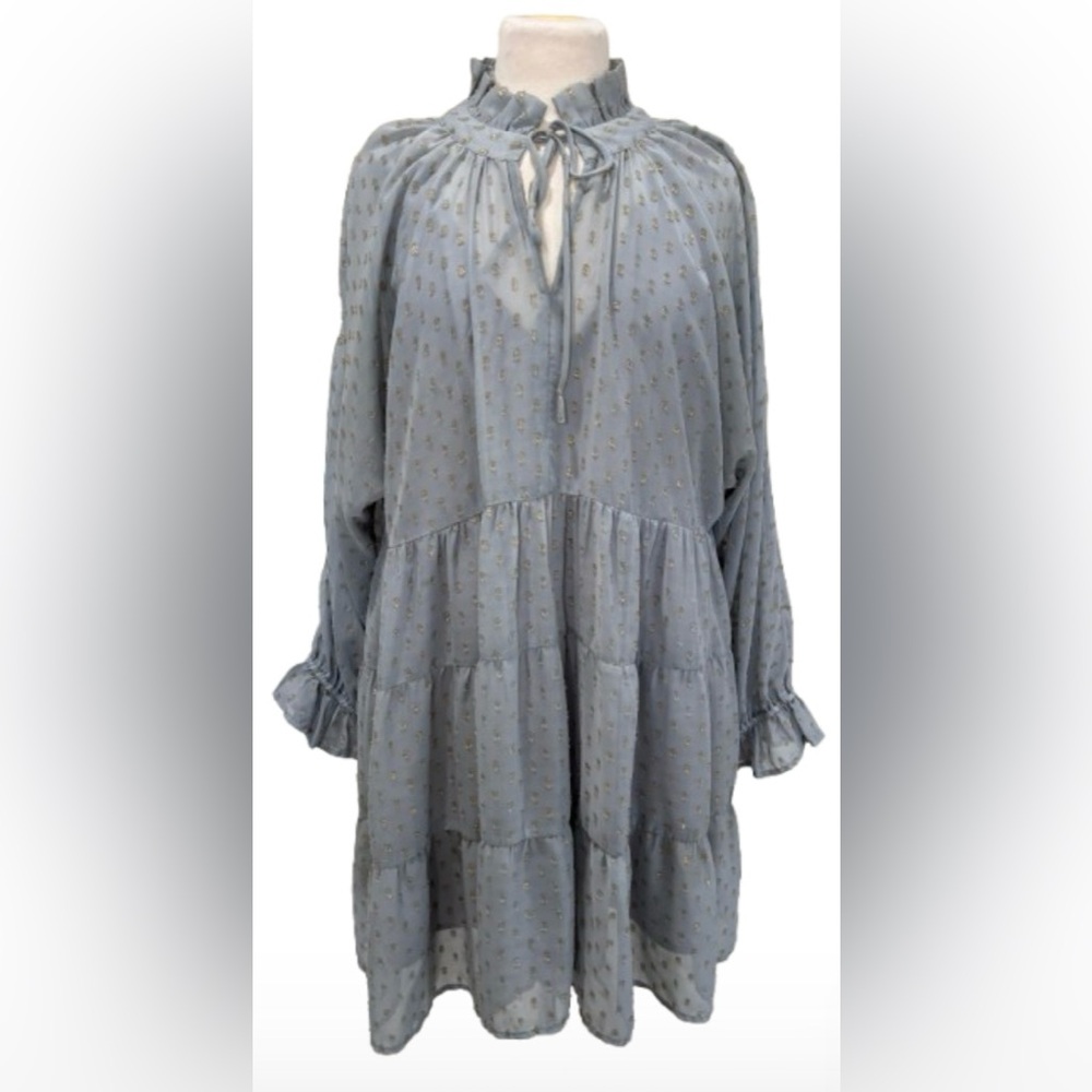 Size M VICI Blue Ruffled Dress